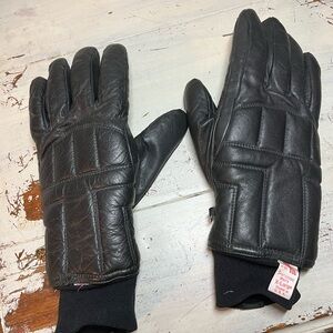 Vintage Saranac Men’s XL Black Leather Gloves Thinsulate Lined Winter Weather